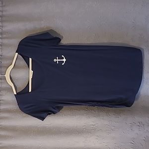 🌸French Pastry Maternity Navy Side rouched Anchor Tee, Medium